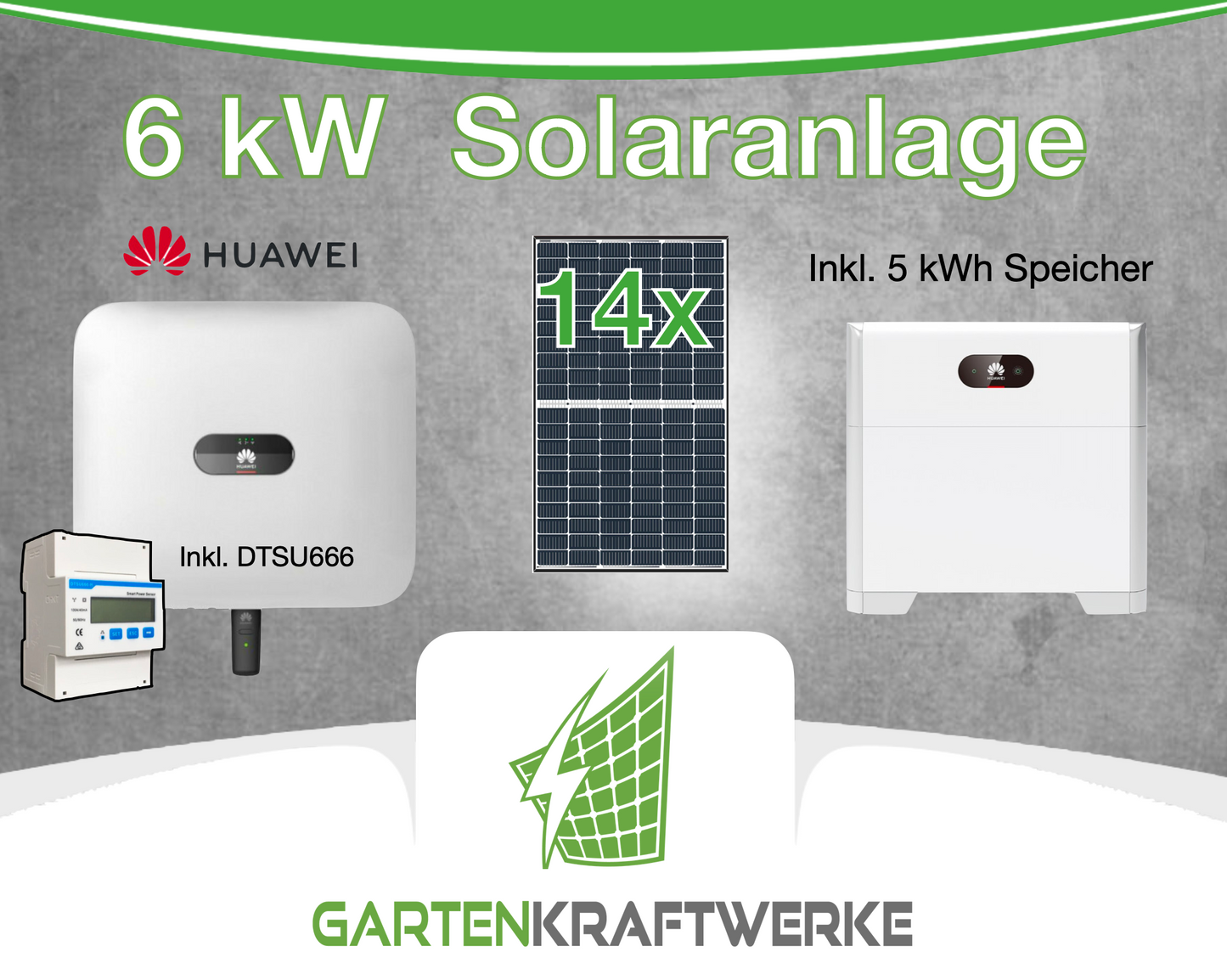 6 kw Solaranlage Komplettset mit 5kwh Speicher Huawei mit 14 Module Trina 435 Watt