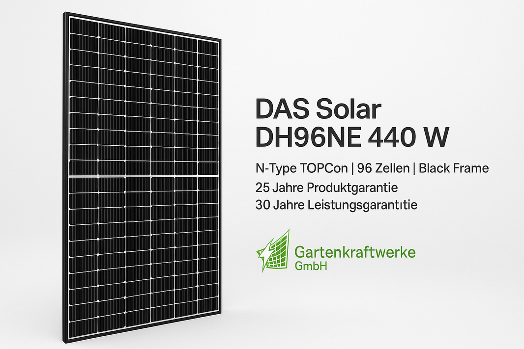 1 x DASolar 440 Watt BIFAZIAL N-Type BLACK FRAME