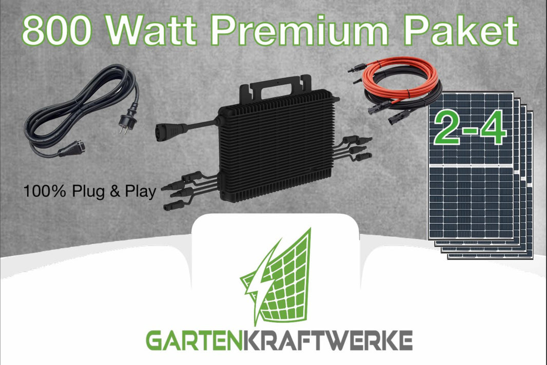 Premium 800 Watt mit 455W Modulen + WLAN Balkonkraftwerk HOYMILES  mit Premium N-Type - BIFAZIAL